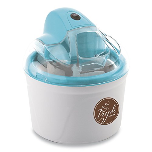 Triple Scoop TS-562-Blue Ice Cream Maker, Freezer Bowl (no salt), super quiet motor, quick 25-minute cycle, also makes Frozen Yogurt and Sorbet, 1.5 Quart, Blue