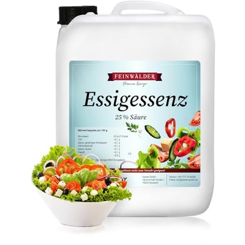 Feinwälder® Essigessenz 25% Säure im 5 kg Kanister | weißer Haushaltsessig | natürlicher Essigreiniger und Entkalker I Essig