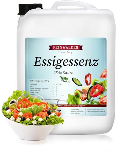 Feinwälder® Essigessenz 25% Säure im 5 kg Kanister | weißer Haushaltsessig | natürlicher Essigreiniger und Entkalker I Essig (1 stk.)