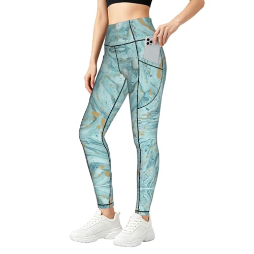 Leggings con estampado de mármol dorado metálico Azurite conjuntos de entrenamiento