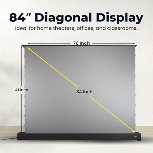 Image of OTEK FR84 84 Inch Motorized Floor Rising Projector Screen | 16:9 ALR Fabric Gain 1.8 | Remote Control Electric Floor Mount | Ambient Light Rejecting | Front Projection