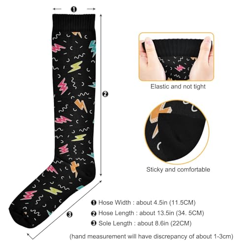Wusikd Lightning Bolts Compression Socks for Women and Men Circulation Retro Long Socks for Athletic Running 23