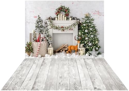Amazon.com : Kate Christmas Backdrop Fireplace Christmas Trees ...