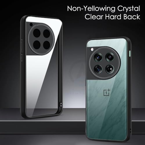 Image of AESTMO OnePlus 12 5G Back Cover | 360 Protection | Crystal Clear Hard Back Transparent | Bumper Case for OnePlus 12 (PC & TPU, Black Bumper)