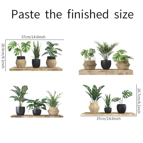 Image of Green Plant Wall Stickers, 3D Bonsai Tropical Betterfly Creative Vinyl Peel and Stick Removable Wall Art for Living Room Bedroom Home Office (Green Plant 4)