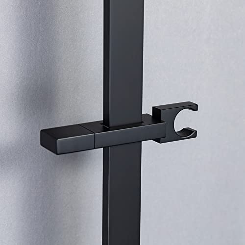 Pattlye Brass Shower Slide Bar With Height And Angle Adjustable Handheld Shower Head Holder Wall Mount Shower Wand Bracket, Matte Black, Pt004 #TOP3
