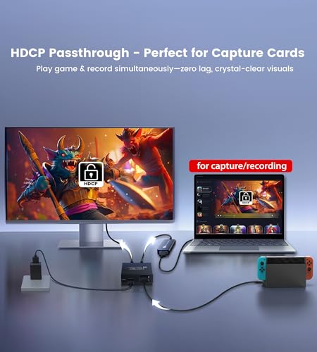 Image of 4K@60Hz HDMI Splitter 1 in 2 Out w / 4ft HDMI Cable, HDMI Audio Splitter for Soundbar, Support Dolby Vision /Atmos 7.1ch, Downscaler 4K /1080P Sync, 1080P@120Hz, 2K@144Hz, Work for Firestick, PS5, Roku