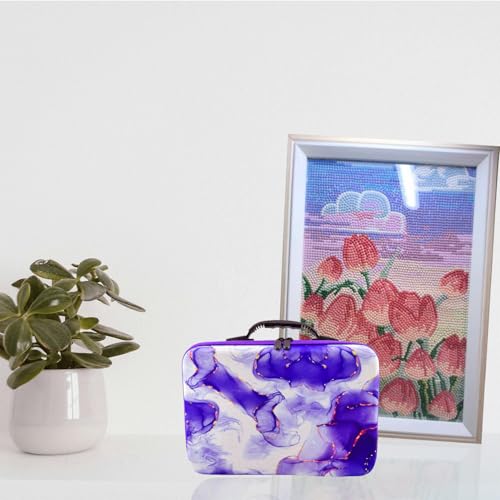 Image of 60 Slot Diamond Art Storage Box | Purple Bead Organizer Case with Drill Tools, Portable Craft Box, For 5D DIY Art Kits