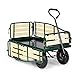 Waldbeck Ventura - Bollerwagen, Handwagen, abklappbare Seitenteile, witterungsbeständig, 300 kg Belastbarkeit, Transport Schwerer Lasten, Stabiler Rahmen, großer Laderaum, dunkelgrün