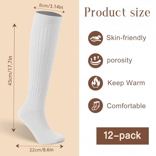 Slouch Socks for Woman Cotton Knit Knee High Scrunch Slouchy Stockings Bulk Pack2