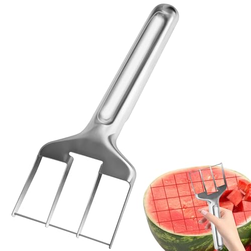 Coupe-pastèque en acier inoxydable 430 Outil de coupe de mangue Coupe fruits Outil de coupe de melon Gadget de cuisine portable et pratique pour la maison, la...