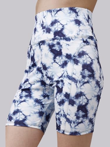 Image of Women's Polyester Stretchable Gym Shorts with Side Pockets High Waist Slim Fit Above Knee Length Activewear Tights Gym Fitness Cycling Running Yoga Shorts for Women