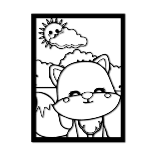 Cute Fox Under Sunny Sky Metal Wall Art Metal Outdoor