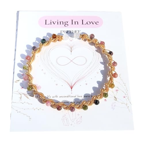 Handmade Rainbow Tourmaline Beads 14k Gold Filled Wire Wrapped Bracelet, Birthstone Chakra Healing Gemstone Crystal Adjustable Cuff Jewelry