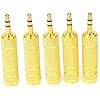 1/4'' to 3.5mm Stereo Headphone Adapter for Audio Connector Cable, 3.5mm(1/8'') Plug Male to 6.35mm (1/4'') Jack Female Stereo Adapter for Headphone, Amp Adapte -5PCS