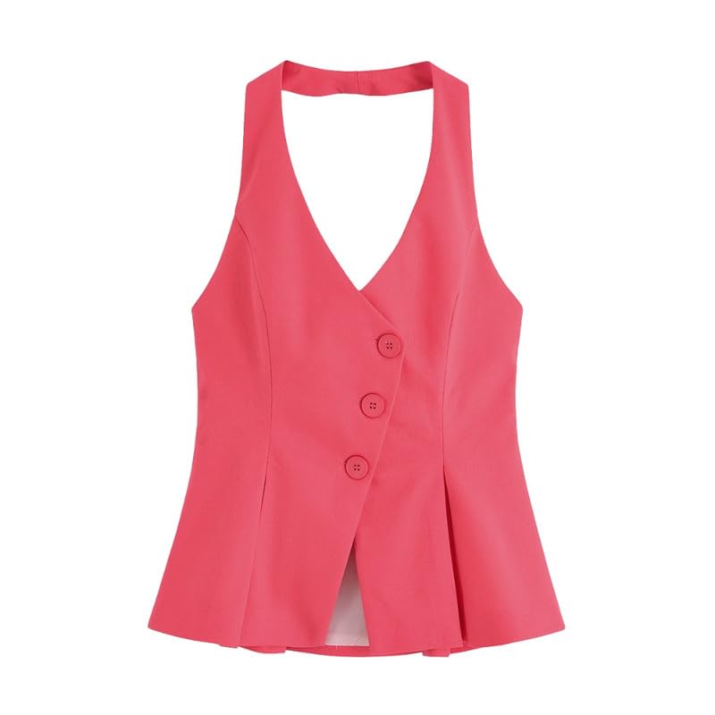 Women's Linen Double Breasted Vest Sleeveless Solid Casual Regular Fit Lightweight Top-image-36