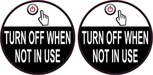 StickerTalk Turn Off When Not in Use Vinyl Stickers, 1 Sheet of 2 Stickers, 3 inches by 3 inches Each