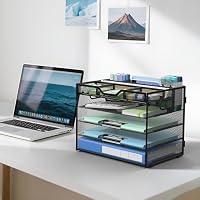 Docnest 5 Tier Mesh Desk Organizer with Removable Tray&Pen Holder, Black — image 6