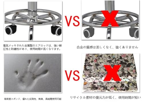 Zxyler 回転バースツール 丸椅子 昇降式オフィス レザー 高さ調節可能 オフィスチェア ドローイングチェア 美容ツール マニキュア スツール (キャスター付き,レッド) [5]