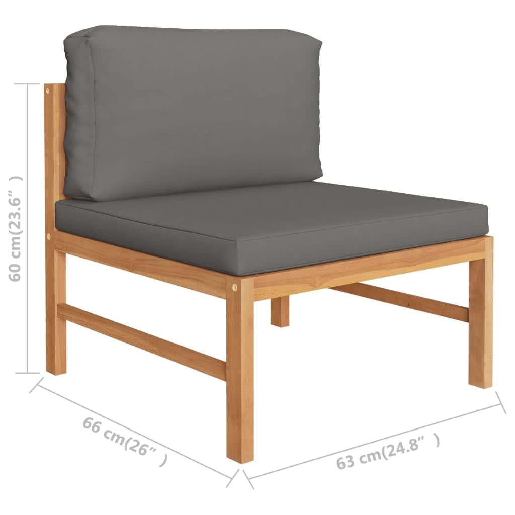 Set di 2 mobili da giardino in legno di teak, cuscini grigio scuro, resistenti alle intemperie, mobili da terrazza, divano da esterno per balcone, giardino