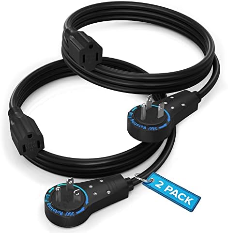 Maximm Extension Cord 2 Feet – 360° Rotating Flat Plug, 3-Prong ...