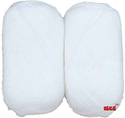 Image of M.G Enterprise Rosemary White (200 gm) Wool Hank Hand Knitting Wool /Art Craft Soft Fingering Crochet Hook Yarn, Needle Knitting Yarn Thread Dyed