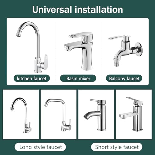 Brass Kitchen Faucet Extension with 360° Swivel - 3-Mode Anti-Splash Aerator & Stainless Steel Hose Sprayer Attachment, Universal Tap Adapter for Sink Sprayer and Water Saving (Silver) by Eclove - Image 6