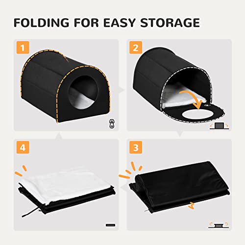 Pawhut Dome Heated Cat House Portable And Waterproof Pet Shelter For Kitty In Winter, Black #TOP4