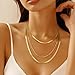 Rewizoo 14K Gold Necklace for Women Non Tarnish 4mm Snake Chain for Women Herringbone Gold Necklace for Mens Necklaces Chain 16
