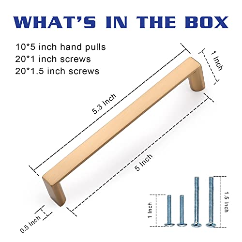 KNOKLOCK 10 Pack 5 Inch(128mm) Cabinet Pulls Square Champagne Bronze Kitchen Cabinet Handles Kitchen Cabinet Hardware Gold Drawer Pulls for Dresser Cupboard Wardrobe