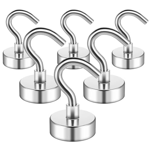 BANSHAN - BANSHAN Extra Strong Magnet with Hook for Fridge,Heavy Duty Cruise Hook for Ceiling,Small Magnetic Holder for Van, Tool(Pack of 6)