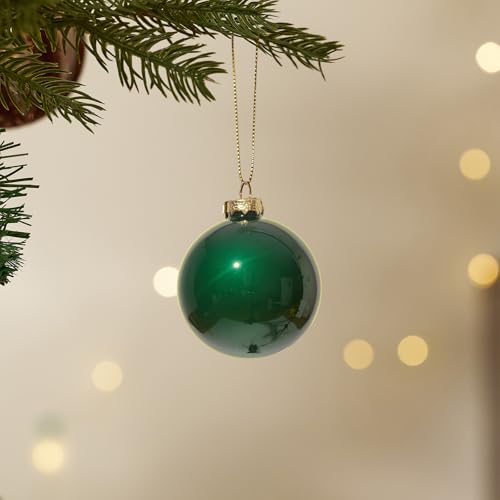 DN DECONATION 9 Weihnachtskugeln 8cm, Grüne Christbaumkugeln Glas Set – Ansicht 4