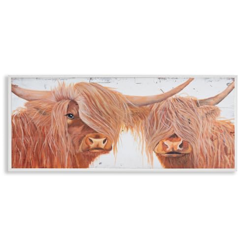 Highland Cow Countryside Portrait, 10 x 24 Inch Framed Giclée Print