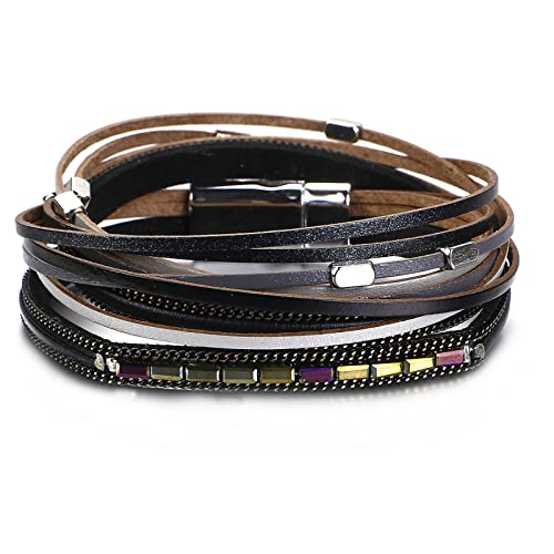 Bracelet double enveloppe en strass et perles de cristal | Le cadeau idéal pour une femme