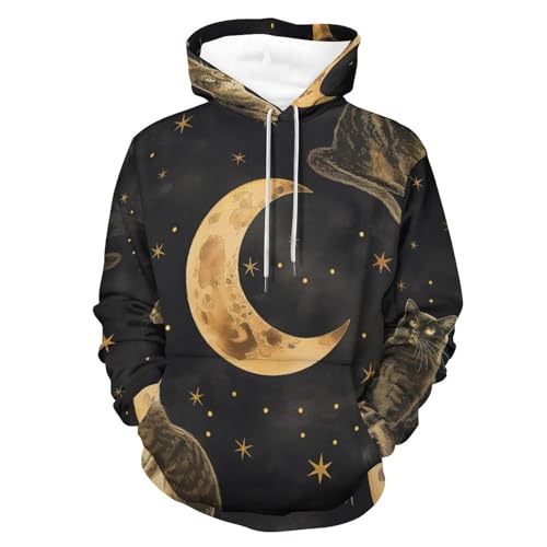 Hoodie chat et lune étoilée pour les passionnés d'astronomie