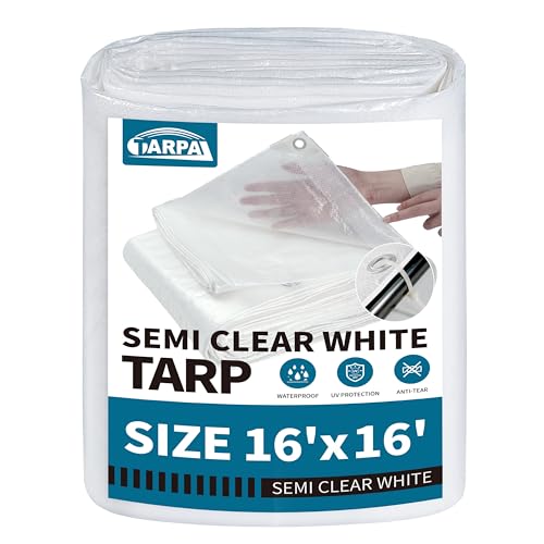 Image of TARPAL 16'x16' Semi Clear Tarp with Grommets Greenhouse Tarp Cover 7.5mil
