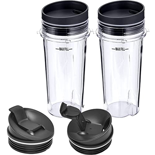 Tasses à portion unique 473 ml en plastique lavable et durable avec couvercle - 2