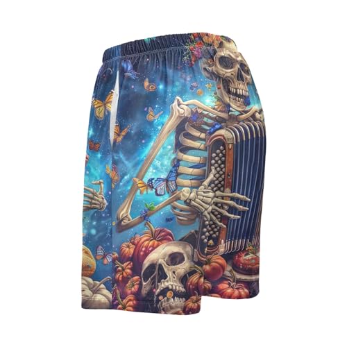 Men's Organ Skull Gothic Halloween Pajama Shorts with Pocket and Drawstring S 202b56534