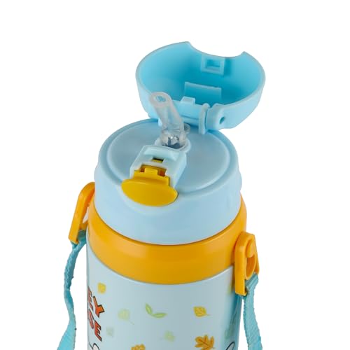 Image of CELLO Kidzbee Autumn 400 Kids Water Bottle | Inner Steel Outer Plastic | Bottle for kids | 3D touch and feel design | Mickey Mouse | Hot & Cold Bottle| Light Blue | 400ml