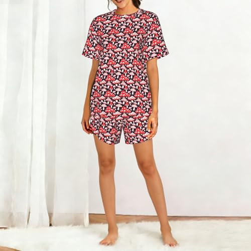 Papel pintado de hongos rojo y blanco con estampado de setas para decoración de pared 3