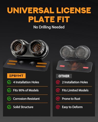 Image of PBYMT Enhanced Motorcycle Tail Light, Break light Running Lights, IP67 Waterproof Turn Signals with License Plate Bracket Compatible with Street Bike Cruiser Chopper Bobber (Smoke, 108 LEDs)