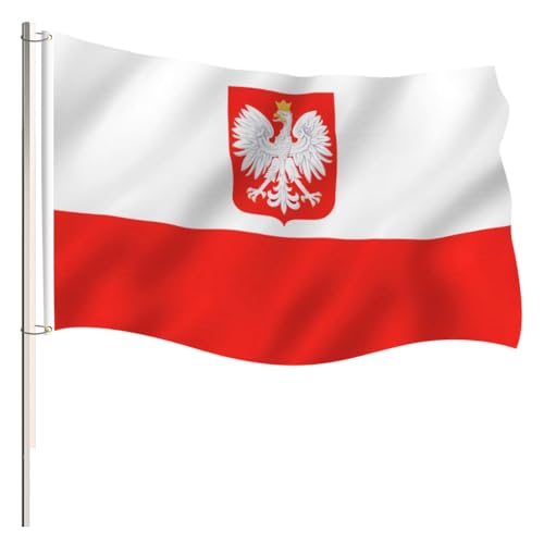 5ft x 3ft Poland Flag 90 x150cm Poland National with Two Brass Grommets Large Flag of for Festival Party Sport Events Gardens Home Indoor and Outdoor Decoration