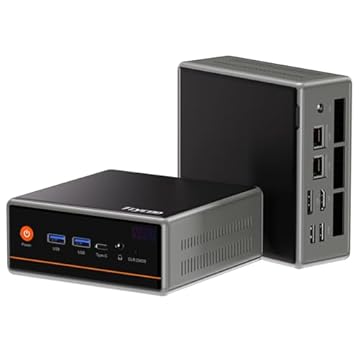 Trycoo Mini PC, AMD Ryzen 5 5600H (6C/12T, até 4.2Ghz), 8GB DDR4/256GB NVMe SSD, Type-C/DP/HD, 4K/60Hz Triple-Display, Mini Desktop Computer, Dual LAN/WiFi6/BT5.2/USB3.2 Mini Computadores