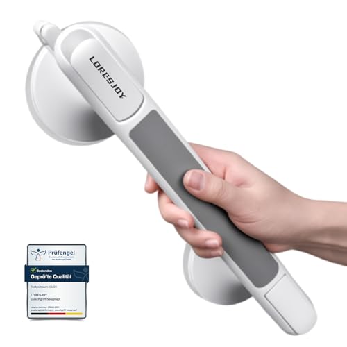 Mannicix Poignées de Douche à Ventouse, Poignée Baignoire de Sécurité, Personnes Âgées Poignée de Douche pour Handicapés, Seniors, Blessés, Support jusqu'à...
