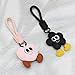 Elechobby Heart Keychain Cute Smiling Face Happy Star Leather keychain Purse Charm,Fashion Key Holder,Handbag Accessory (Star)