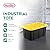 Sterilite 17 Gal Industrial Tote, Stackable Storage Bin with Snap-Fit Lid for Garage, Basement & Attic Storage, Black Base and Yellow Lily Lid, 6-Pack