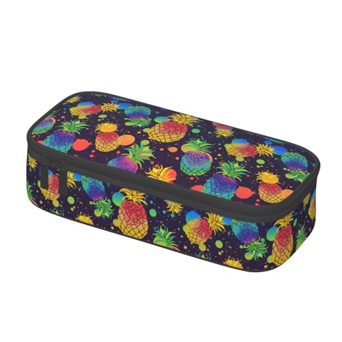 Image of Tropical Colorful Pineapple Pencil Case Big Capacity Storage Pencil Pouch Stationery Bags With Zipper Portable Pen Holder Box Organizer For Boys Student College School Office Supplies