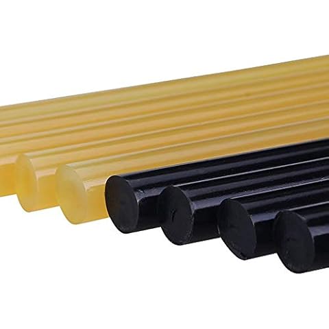 Hot Glue Sticks, 11 mm Paintless Dent Removal Mini Hot Glue Sticks, Dent Repair Tool Hot Melt Glue Sticks for Hot Melt Glue Gun, Dings Hail Removal Tools Set - 5 PCS Black & 5 PCS Yellow Cover
