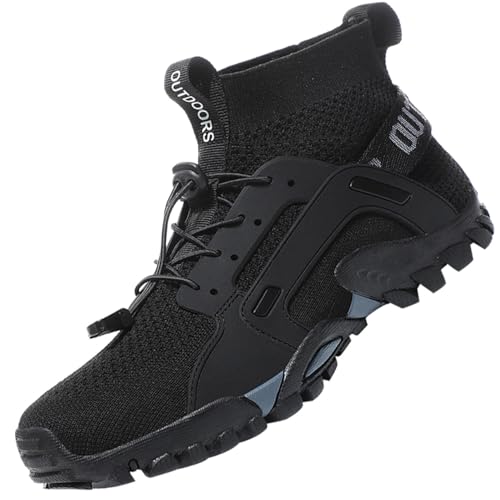 VTASQ Zapatillas de Senderismo para Niños Zapatos de CorrerAntideslizante Ligeras Transpirable Sneakers Botas de Trekking Unisex Negro 41 EU
