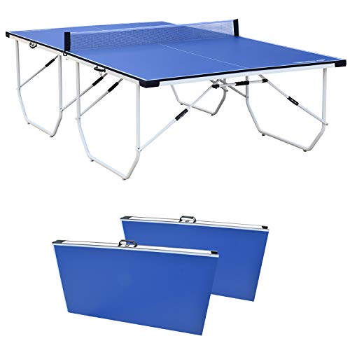 ALPIKA 9FT Professional Indoor Outdoor Table Tennis Table Portable Table Tennis Table, 10 Minute Quick Assembly Adjustable Ping Pong Table with Single Player Playback Mode and Net